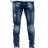 Pantalon crayon classique pour homme de haute qualité, taille mi-haute, en denim délavé, avec logo brodé, patchwork coloré, rivets style streetwear, ODM