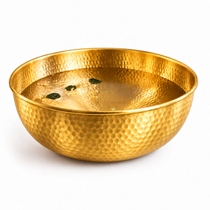 Bañera Redonda de Cobre Dorado Martillado para Pedicura, Tazón de Spa para Pies, Bañera para Remojar los Pies para Salón Profesional - Product Image 1