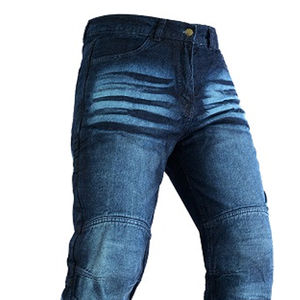 Vaqueros azul oscuro para motocicleta con diseño desgastado y protección reforzada con Kevlar para mayor flexibilidad - Product Image 6