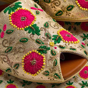 Multi-Head Embroidery Tilla Work Colorful Threads Genuine Leather Outsole Anti-Slippery Non-Slip Midsole Customizable Fashion - Product Image 6