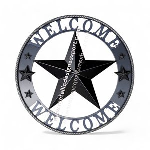 Cartel de bienvenida de metal de bronce antiguo con diseño de estrella 3D Entrada elegante o decoración de pared al aire libre para el hogar - Product Image 6