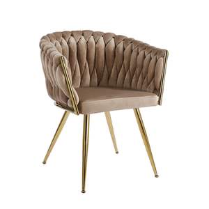 Silla comedor de terciopelo dorado Dinu - Product Image 1