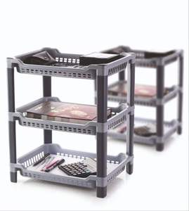 Grand étagère en plastique multi-usages, 3 niveaux, portable, haute qualité, finition brillante, autoportante, assemblage requis, résistant à la rouille - Product Image 6