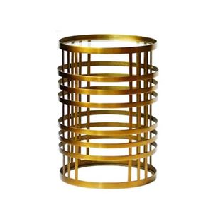 Table ronde dorée de qualité supérieure avec dessus en marbre Table d'appoint de lit en métal au design luxueux Meubles de table aux extrémités antiques - Product Image 2