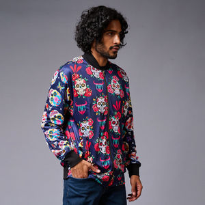 เสื้อแจ็กเก็ตบอมเบอร์สำหรับผู้ชายผ้าแคนวาสสำหรับผู้ชายผ้าโพลีเอสเตอร์แบบสตรีทใส่กลับด้านได้100% ออกแบบได้ตามที่ต้องการ - Product Image 4