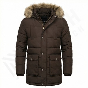 Veste parka d'hiver pour homme, couleur unie, coupe-vent, fermeture éclair, décontractée, imperméable, rembourrage en coton, vêtements d'extérieur, prix avantageux, manteaux isolés thermiquement - Product Image 1