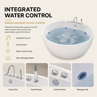 Baignoire Balboa autoportante Ploutara en acrylique avec hydromassage intégré, douchette à main et fonction spa premium