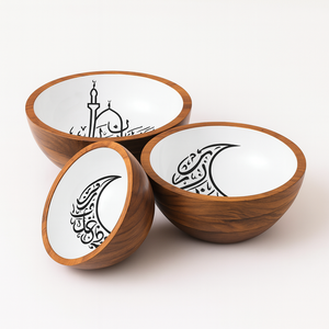 Handmade <b>wooden</b> salad <b>bowls</b> with turquoise interior decorative serving <b>bowl</b> set <b>large</b> mixing <b>bowls</b> kitchen tableware wholesale - Product Image 3