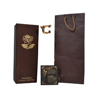 Rose rouge naturelle plaquée or 24 carats avec boîte cadeau, feuille d'or véritable 24 carats pour la décoration et la peinture.