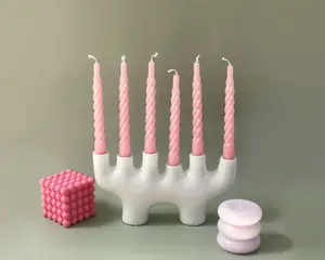 ที่วางเทียนอะลูมิเนียมเคลือบผงสีขาว,ที่ใส่เทียนอะลูมิเนียมแบบถือได้6อันสำหรับตกแต่งบ้าน - Product Image 1