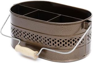 Caddy ovale en métal antique à 3 compartiments avec manche en bois au prix de gros - Product Image 3