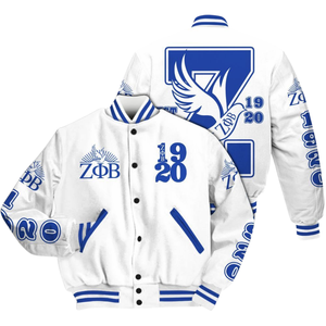 Zeta Phi Beta 1920 blu bianco greco vita ZPB Varsity Letterman giacca confraternita ciniglia Patch Founders Day Coat - Product Image 3