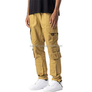 Pantalones Cargo Modernos de Corte Ajustado con Cintura Ajustable y Bolsillos Multiusos para Uso Casual - Product Image 1
