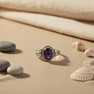 Anillo de Plata 925 con Amatista, Joyería Fina para Mujer, Juego de Regalo con Piedras Preciosas - Product Image 2