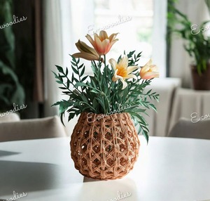 Jardín moderno hecho a mano macetas de jardín de bambú para interiores y maceta de mimbre Material con patrón de cesta uso doméstico barato - Product Image 5