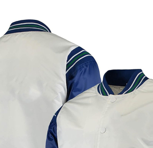 Veste universitaire en satin pour homme, blanc/bleu roi, logo historique New York, renegade, bouton unique, hiver, respirante, OEM, haute qualité - Product Image 5