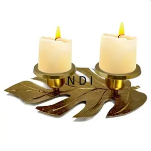 Handmade Design Golden Finished Candle Holder New Style Metal Votive Holder Leaf Design Tea Light Candle Pillar Hot Selling