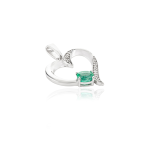 Le plus beau fait à la main véritable émeraude verte et pendentif en forme de coeur en diamant américain fabricants de bijoux en argent sterling pur 925 - Product Image 3