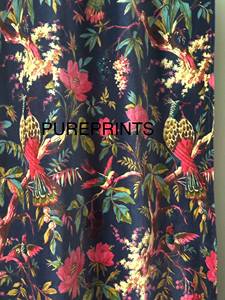 Cortinas de terciopelo azul marino con estampado de pájaros, estilo bohemio, personalizadas en cualquier tamaño, 100% algodón, terciopelo de alta calidad. - Product Image 6
