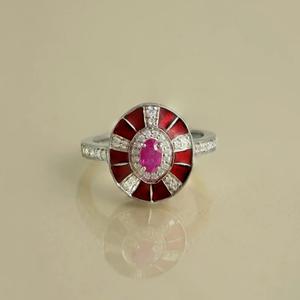Anillo de diamante Rosa Vintage Art Deco para mujer corte ovalado Zirconia cúbica Halo compromiso boda joyería hecha de oro - Product Image 3