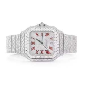 Reloj de pulsera personalizado para hombre estilo Hip Hop Chapado en diamantes con tachuelas Iced Out, Envío Gratis, caja cuadrada redonda, ventana de esfera de cristal - Product Image 1