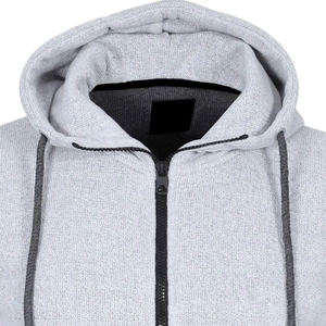 Sweat à capuche zippé en molleton de coton épais pour homme, chaud, doux, coupe ample, streetwear, surdimensionné, fermeture éclair intégrale, logo personnalisé OEM ODM - Product Image 3