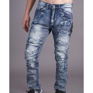 Tint Wash Rip & Repair Streetwear Casual Moda Pantalones de algodón para hombres Cremallera Bolsillos laterales Jeans con ropa de mezclilla - Product Image 1