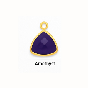 Abalorio de piedras preciosas de triángulo de amatista facetada en bisel chapado en oro rosa Componente de joyería de piedra natal hecha a mano Base de plata esterlina - Product Image 1