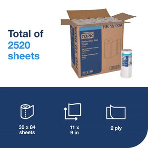 Papier essuie-tout perforé Tork, blanc, 2 plis, 11" x 9", 84 feuilles/rouleau, 30 rouleaux/caisse (HB1990A) - Product Image 2