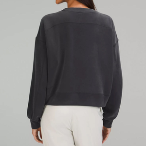 Sweat à capuche mi-zippé pour femme, tendance, épaules tombantes, veste d'automne/hiver, personnalisable, anti-rides, décoration à sequins sur le devant - Product Image 6