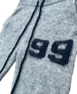 Haute qualité hommes décontracté Street Wear léger Mohair Flare pantalons de survêtement avec motif droit imprimé plat avant cordon de serrage - Product Image 2