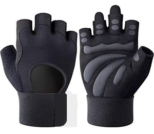Gants de fitness en cuir demi-doigts en gros pour la salle de sport, entraînement, enveloppement de poignet réglable, design antidérapant pour la musculation - Product Image 3