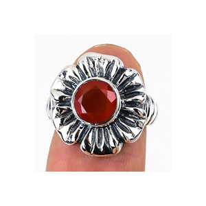 Solid 925 Sterling Silver Wedding Fine Jewelry Ring Amazing Orange Carnelian Gemstone Wedding Valentine's Day Gift - Product Image 2