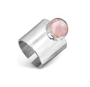 Anillo de banda ajustable para mujer, piedra preciosa de cuarzo rosa de Plata de Ley 925 para boda, fiesta, aniversario, joyería Wanderlust - Product Image 1