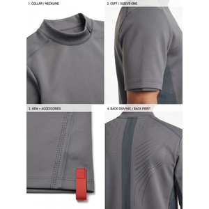 เสื้อยืดคอกลมแขนสั้นผ้าถักน้ำหนัก 280GSM สำหรับผู้ชาย สไตล์เทคแวร์ ตัดเย็บแบบไร้ตะเข็บ OEM สตรีทแวร์ พิมพ์ลาย DTG ชายเสื้อทรงหยดน้ำ พร้อมลายตัวอักษร - Product Image 4