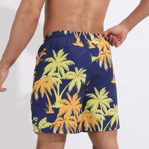 Men's Quick Dry Eco-Friendly Breathable Reversible Swim Trunks Pockets Heat-Transfer Printing Elastic Waist Polyester Beachwear - Product Image 5