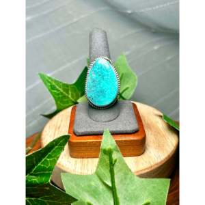 Antionette Martinez Kingman Turquoise & Sterling Silver <b>Adjustable</b> <b>Ring</b> Casual Style Stainless Steel Jewelry Bezel Setting Gift - Product Image 1