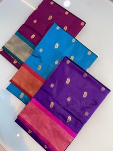 Saree en soie florale ethnique Pure Handloom avec or Zari Paithani extensible et écologique pour les vêtements de mariage - Product Image 3