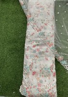 Tissu Georgette brodé multi-sequences Daman avec broderie perlée en fil de viscose blanc respirant pour vêtements de filles
