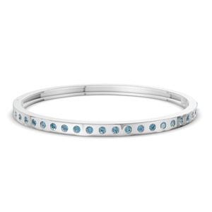Bracelet jonc ouvrable en or massif 14 carats avec diamant de laboratoire bleu glace classique rond et étincelant, 1 carat total, idée cadeau fraîche et élégante - Product Image 1