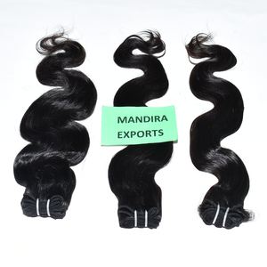 Extensiones de cabello humano indio, 100% mechones naturales, sin procesar, virgen, Bodywave - Product Image 1