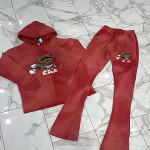 ชุดวอร์มของผู้ชายแบบสั่งทำกางเกงวิ่งออกกำลังกายผ้าคอตตอนพร้อม100% พิมพ์พัฟเสื้อครอปมีฮู้ดแบบปักลาย - Product Image 4