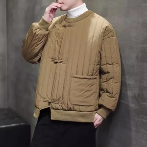 Men's Retro Chinese Style Winter Jacket Long <b>Cotton</b>-<b>Padded</b> Parka with Hooded Collar Warm Canvas Outerwear Solid Color Puffer J - Product Image 4