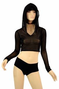 Pullover Crop Long <b>Sleeve</b> Hoodie Quick Dry Lightweight Cropped Sheer Mesh Hoodies Top Ladies Sexy <b>Sleep</b> Night See Through Hoodie - Product Image 6