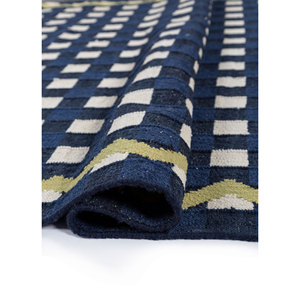 พรมขนสัตว์คลาสสิกสีน้ำเงินอัลฮัมบรา รุ่น ADWL-13292 ทอแบบเรียบ สำหรับบ้าน ห้องนั่งเล่น ห้องนอน รูปทรงสี่เหลี่ยมผืนผ้า ทางเดิน ลายวิสโคส - Product Image 2