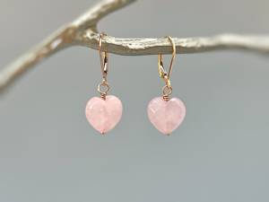 Pendientes colgantes de plata de ley 925 con piedras preciosas de corte de corazón de cuarzo rosa natural, joyería de estilo étnico, regalo para mujer - Product Image 2