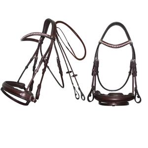 Cabestro de cuero occidental con logotipo personalizado de brida de doma de caballo ecuestre más vendido con diamantes de imitación ostentosos de cristal para montar - Product Image 1