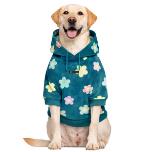 Sudadera con Capucha para Perro con Estampado de Margaritas, Sudadera de Forro Polar Suave con Diseño Floral Verde, Sudadera Cálida y Acogedora para Invierno - Product Image 1
