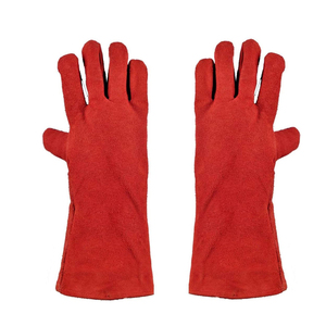 Gants de sécurité de travail en cuir longs rouges de 14 pouces gants en cuir de soudage hommes gant de travail de soudage Anti-feu - Product Image 5