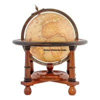 8 pouces 20cm globes de terre bleu et argent carte du monde pour la décoration de bureau Mercator Globe terrestre support en bois ancien décor de table